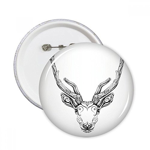 Badge longicornes cerf portrait animalier multicolore XXL bouton décoration ronde