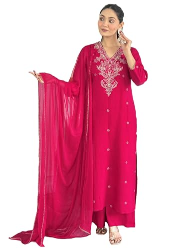 Ensemble kurta palazzo dupatta en viscose de soie GoSriKi pour mariage chic