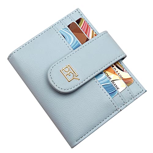 Image of Badiya Small Wallets for Women Bifold Multi Card Case Wallet Slim Credit Card Holder with Zipper Coin Purse, Blue, one size, Minimalist