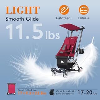 Beberoad R1 Auto-Fold Travel Stroller for Airplane, Ultra Compact Stroller Pushchair Buggy for Babies, Kids, Toddlers Over 6 Months, Lightweight Baby Pram Trolley Cabin Approved, Only 11.5 lbs, Red