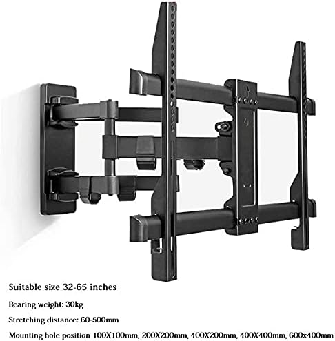 Tv Mounts Stands Wall Bracket for Tv, Extends Tv Wall Mount Holds Up to 30Kg, Swivels Tilts Tv Wall Bracket for 32-55 Inch Flat and Curved Tvs, 400X400Mm