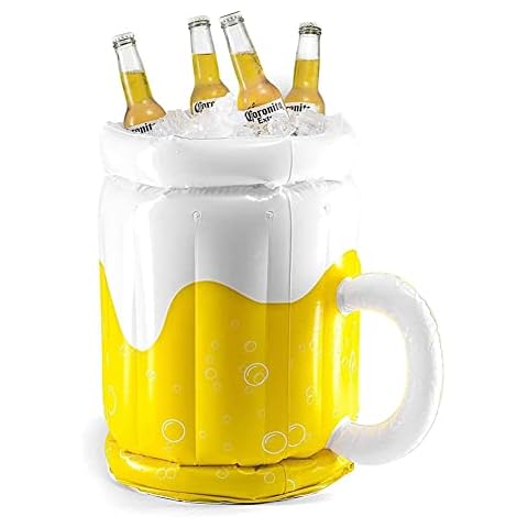 Windplusya Inflatable Beer Mug Cooler, PVC Ice Bucket Drink Cooler Ice Bucket Beverage Bottle Chiller Bin for Pool Party Supplies, BBQ, Beach Parties -1pcs Cover