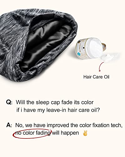 YANIBEST Extra Large Adjustable Satin Lined Slouchy Beanie Sleep Cap for Dry Hair and Curly Hair Stay on All Night 2019