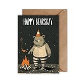 WBdesignz Humorvolle Geburtstagskarte mit Umschlag - 'Happy Bearsday' Perfekte Geburtstagswünsche für Freunde und Familie Charmante Grußkarte Lustige Geschenkkarte zum Geburtstag (DIN A6)