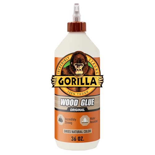 Gorilla Wood Glue, Natural Wood Color, 36 Ounce Bottle (Pack of 1) - Water Resistant for Indoor or Outdoor Projects and Repairs by GORILLA - Used condition - US$9.62
