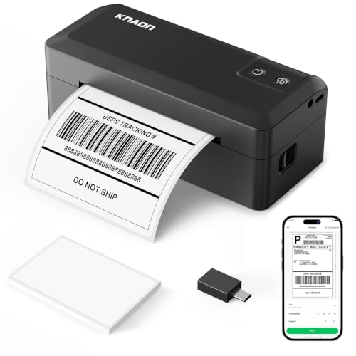 KNAON Shipping Thermal Label Printer, 4x6 Portable Label Printer,...