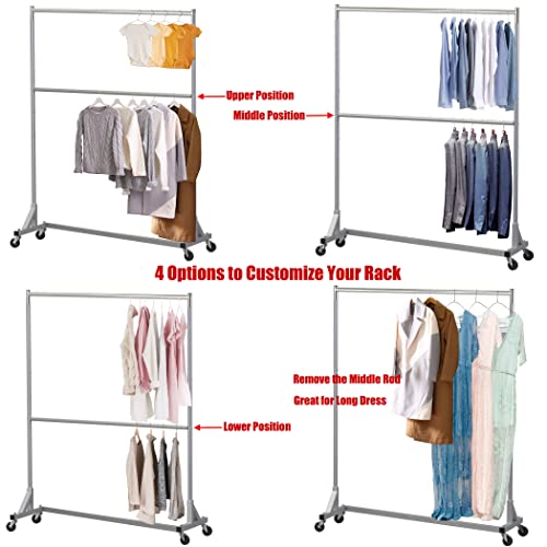Simple Houseware BO-19D-G Commercial Z Base Double Rod Garment Rack thumb #3