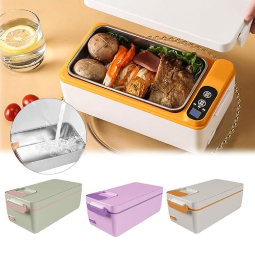 Boîte à déjeuner électrique sans fil, 12 000 mAh, rechargeable, boîte à déjeuner chauffante automatique, récipient en acier inoxydable avec couverts, temps de chauffage réglable, chauffage alimentaire