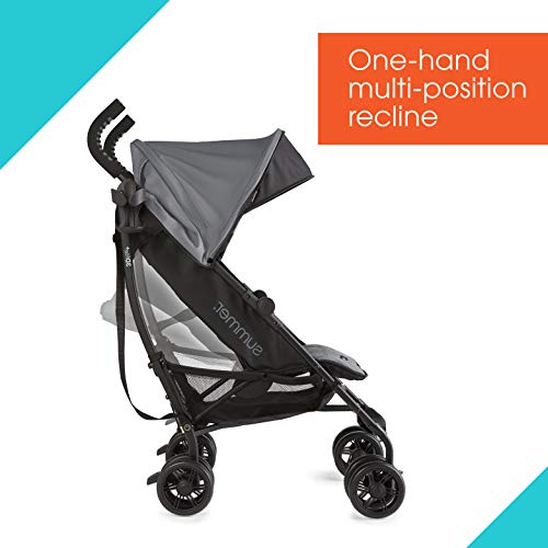 Summer 3Dlite+ Convenience Stroller, Matte Gray - Lightweight Umbrella Stroller with Oversized Canopy, Extra-Large Storage and Compact Fold