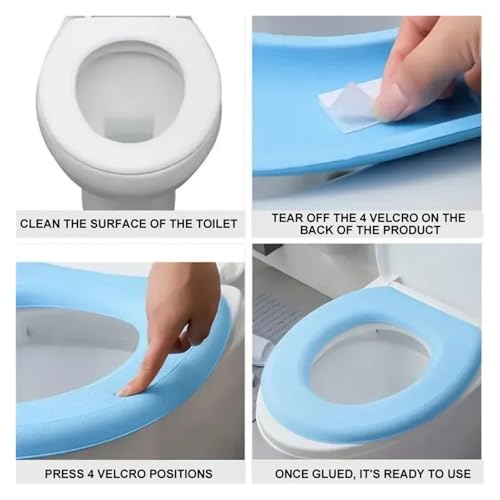 Couvre-siège de toilette en O vert lavable et doux de forme ovale MTQ - 7