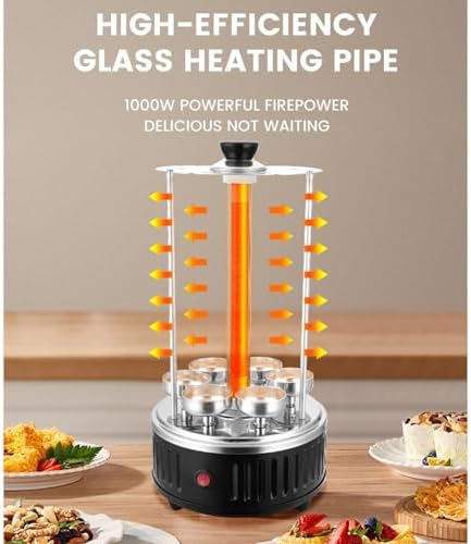 Electric Vertical Rotisserie Kebab Machine - 12 Fork Smokeless Indoor Grill for Perfect Gyros & BBQ Cooking at Home, Ideal for Family Gatherings & Parties
