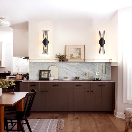 Image of Modern Black Wall Sconce 17 Inch Metal Wall Mounted Lamp Indoor Wall Light for Kitchen Bedroom Living Room Dinning Room Foyer Entry Bathroom Hallway E12 Bulb Socket