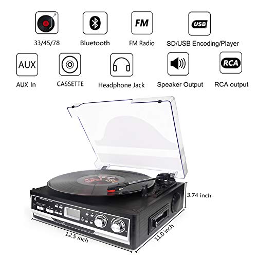 Platine Vinyle DL, Cassette 4 en 1 dl avec télécommande, Bluetooth, Radio FM, Lecteur de Cassette, USB, SD et encodage… - Les Beatles, Paul McCartney, John Lennon, RIngo Starr, George Harrison Platine Vinyle DL, Cassette 4 en 1 dl avec télécommande, Bluetooth, Radio FM, Lecteur de Cassette, USB, SD et encodage… – Image 3
