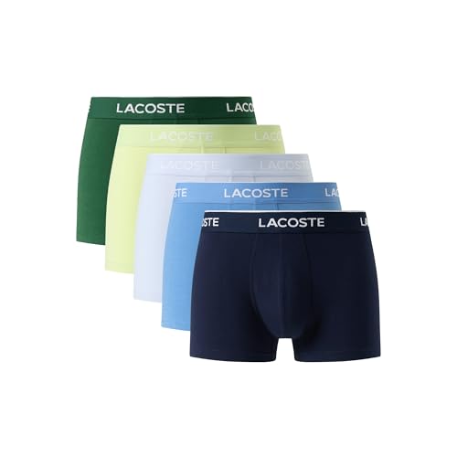 Lacoste - Lacoste Men's Cotton Stretch Essentials Trunks - 5-Pack, Medium, Navy, Turquin & Phoenix Blue - Best Deal on Amazon
