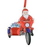 Weihnachtsschmuck-Set im Landhausstil: Es gibt 9 verschiedene Arten von hängender Dekoration aus Harz, einzigartiges Design und leuchtende Farben. Klassisches Karomuster, Schneemann und rotes Retro-Weihnachtsmotorrad.