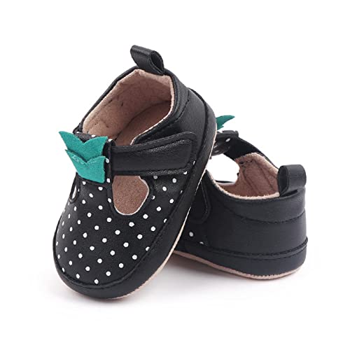 Baby Girls Boys Sandals Infant Toddler Polka Dots Shoes First Walkers Prewalkers Non-Slip Premium (Black, 13 Toddler)4