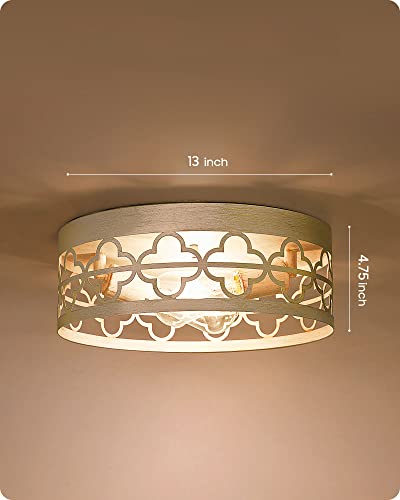 Ym Sky Semi Flush Mount Ceiling Light Fixture, Modern Farmhouse Lighting, Antique White Finish Ceiling Lamp For Kitchen, Dining Room, Hallway, Bedroom, Living Room - 13 Inch #TOP2