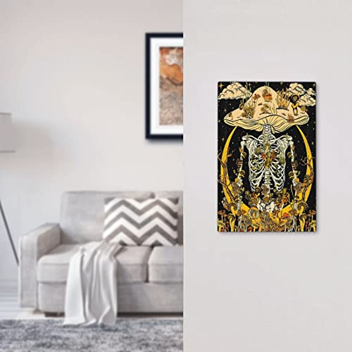 Mushroom Golden Skull Wall Plate Cover Single Blank Decorative Electrical Outlet Covers Light Switch Cover Plastic Faceplate Decor Print Standard Size 5 X 3 In #TOP6