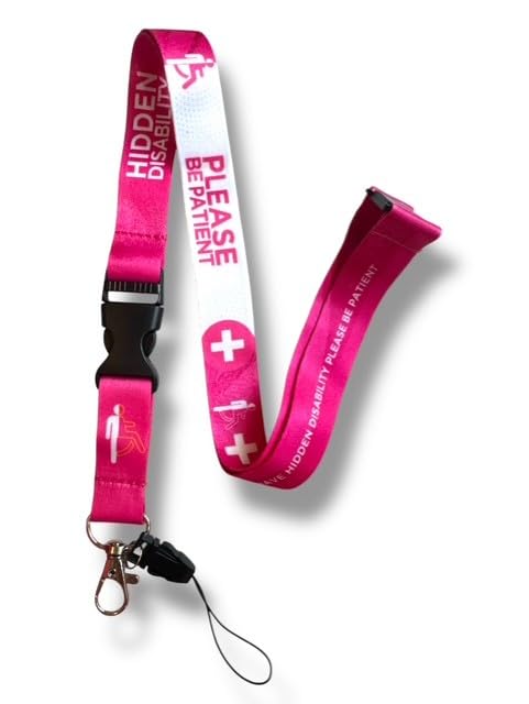 PAC Supplies Global Hidden Disability Lanyard, Please Be Patient With Me, Pink