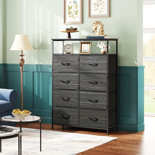 image for WLIVE Fabric Dresser for Bedroom with Open Shelves, Tall Dresser with 