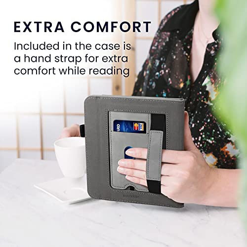 kwmobile Schutzhülle kompatibel mit Tolino Vision 6 Flip Hülle - Cover mit Handschlaufe - Pusteblume Love Grau