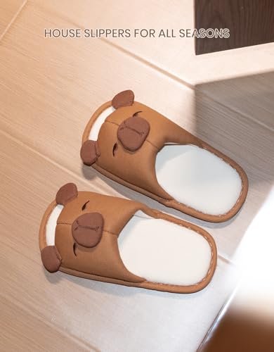 Cute Capybara Slippers for Women Men Indoor, Cartoon Animal House Slippers,Comfortable Cotton Linen Bedroom Kawaii Capybara Shoes4