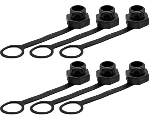 6PCS M12 Connector Dust Cover, M12 Socket Panel Mount Dust Thread Cap Plastic Screw Caps, Screw Waterproof Lid Plug Protection Cap for Panel-Mount Sockets (for Female)