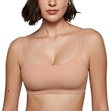 INLYRIC Women's Inbarely Bralettes Cami Bras No Underwire Wireless Seamless Unlined Comfort Sports Bra Cream Coffee Large