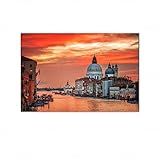  QITEX Affiche Murale 50x70cm (Sans cadre) toile peinture Peinture Moderne Coucher de soleil Paysage Ville Affiches Nordiques Gravures Murales Art Tableau Salon Décoration