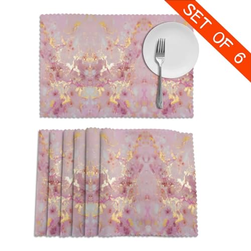 Sets de table de Noël marbre rose table salle à manger lot de 6 - 5