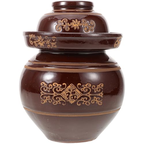 ANDRESLAD Barattolo per Fermentazione in Terracotta Spesso con Chiusura Ermetica Capacità Vaso Tradizionale per Sottaceti Domestici e Cucina Conservazione Sicura e Antipolvere