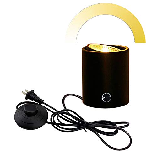 SKIVTGLAMP Dimmable High Accent Uplight 7W COB LED Barrel Type Spotlight Light with 5.9ft On/Off Foot Pedal Switch Cord Extra Light Rotating Decorative Light for Loft Gallery Exhibition,Black