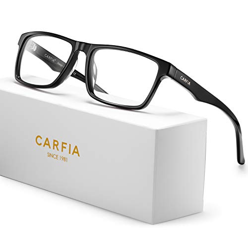 CARFIA Rectangle Blue Light Blocking Glasses for Men, UV Protection Computer Gaming Glasses Eye Health
