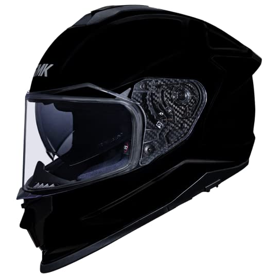 Image of SMK Titan Fiber Full Face Motorcycle Helmet, Dual Visor, Glossy Black, ISI DOT ECE Certified