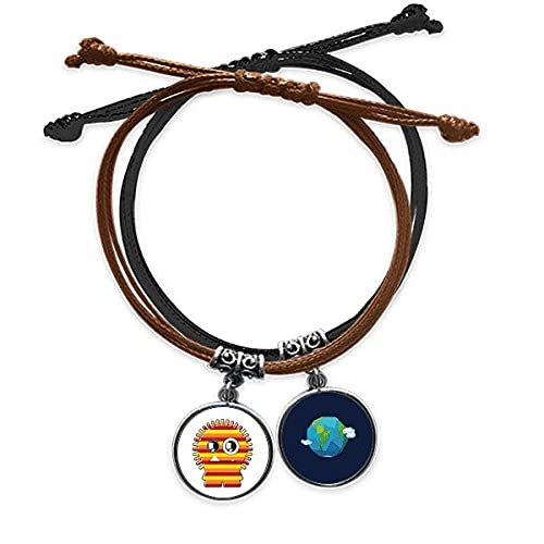 Pulsera de cuero universo alien tierra brazalete ajustable de cuerda mano