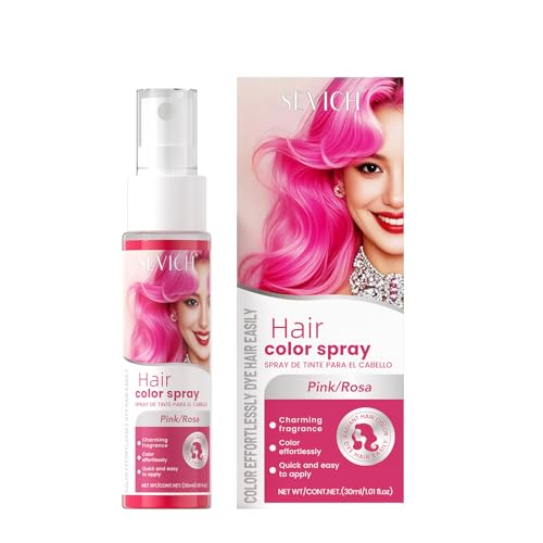 SEVICH Temporary Hair Color Spray Pink Instant Hair Color Dye for Men & Women Quick-Drying & Easy Wash Out Even coloration with Ultra-Fine Mist Sprayer Travel Size 30ml