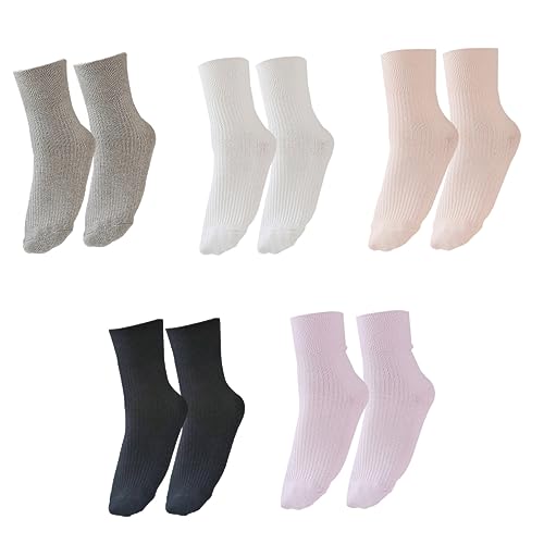 NIYANGLE 5 Pairs of Non-Binding Diabetic Care Socks for Women Comfortable Cotton Maternity Compression Socks for Elderly Foot Protection