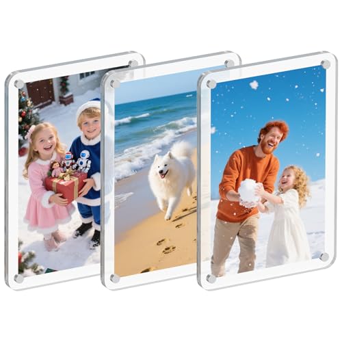 3 Pack Magnetic Picture Frame for Fridge 4x6 Inch Acrylic Photo Frame
