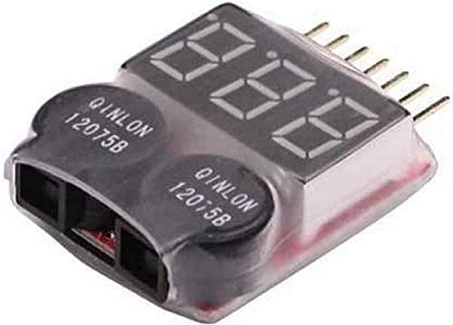 YUNIQUE GREEN CLEAN POWER   Alarma Zumbador 1 8s para Baterías Lipo | Indicador de Bajo Voltaje con Luz LED Roja, Modificable | Ideal para WLtoys 144001, Estuche para Batería de Auto, Negro, Plástico
