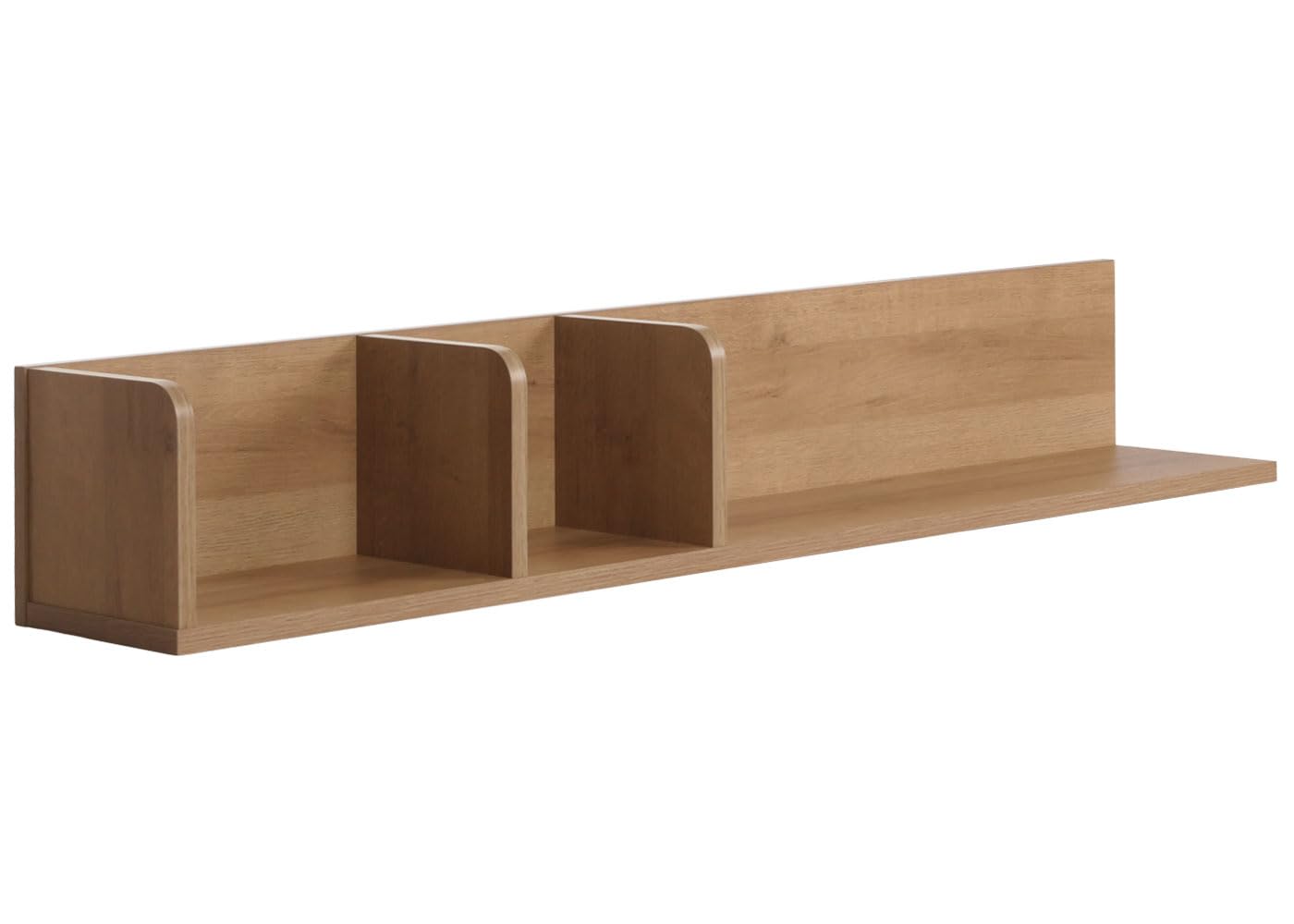 Mendler HWC-M48 - Estantería de pared (3 compartimentos, 20 x 120 x 21 cm), color natural | Estantería suspendida, estantería de madera, estantería flotante