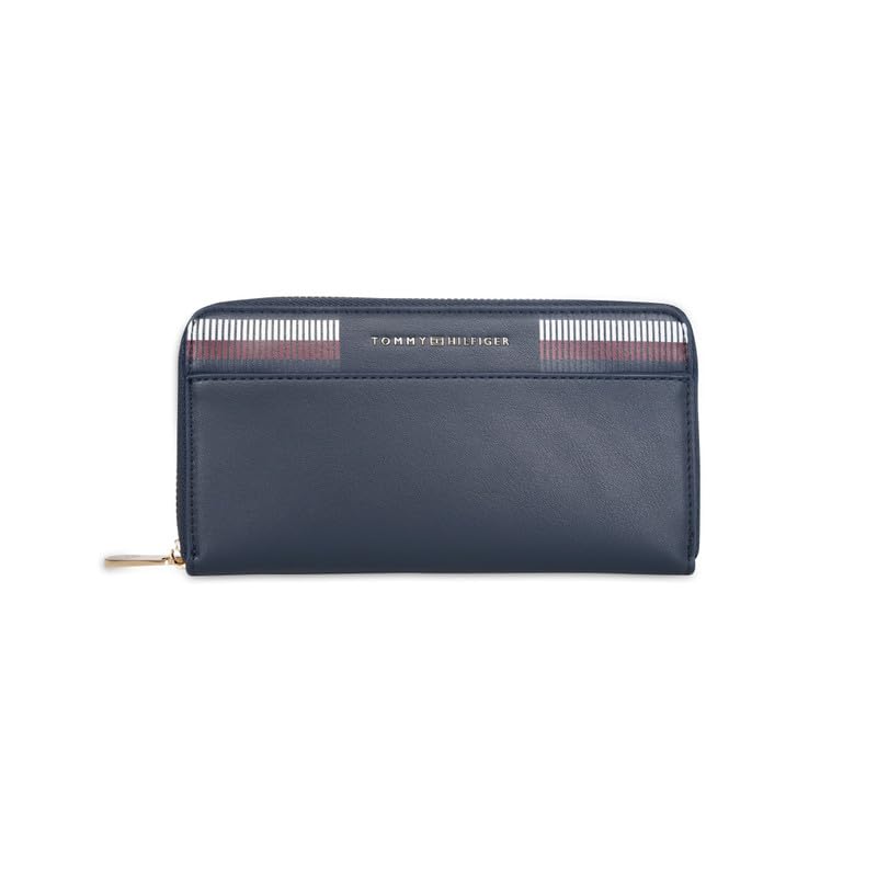 tommy hilfiger Women's Zip Around Wallet Kelby - Navy Solid PU Leather | Card Slots | Secure High-Capacity Clutch | Trendy and Stylish Purse-picture-13
