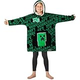 Minecraft Plaid Poncho à Capuche Oversize Garçon et Ado, Sweat Polaire Creeper, Couvertu...