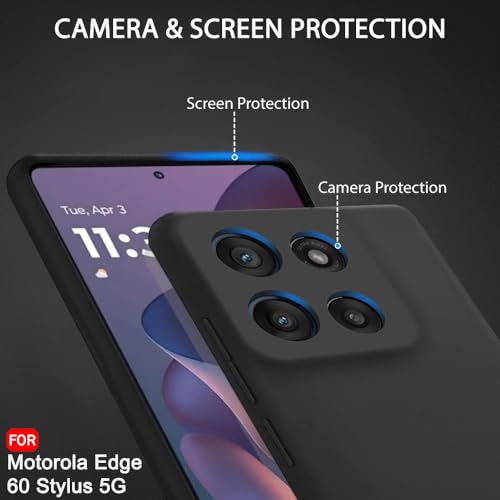 Image of TheGiftKart Liquid Silicone Back Cover Case for Motorola Moto Edge 60 Stylus 5G | Soft Micro-Fibre Lining Inside | Camera & Screen Protection | Shockproof Back Cover Case (Silicone, Black)