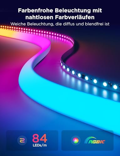 Govee Neon LED Strip für Sockelleiste, 3M RGBIC LED Streifen, Sanftes Licht – Ansicht 3