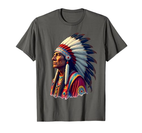 Native American Feather Headdress Artwork T-Shirt