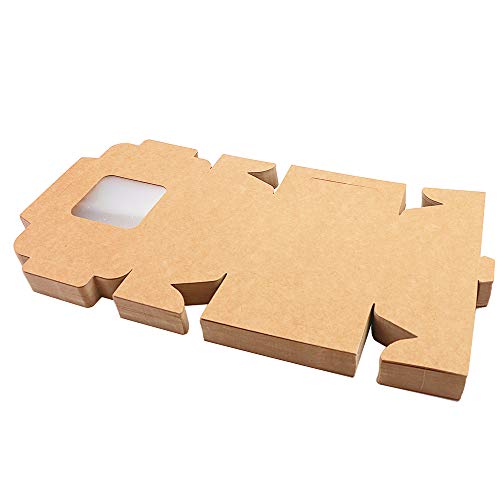 Wykoo 50 Pack 4 X 4 X 2.5 Inches Small Cookie Boxes With Window Brown Bakery Boxes Cake Boxes Kraft Pastry Boxes For Mini Cookies, Cupcakes, Dessert, Single Donut, Stickers Included #TOP2