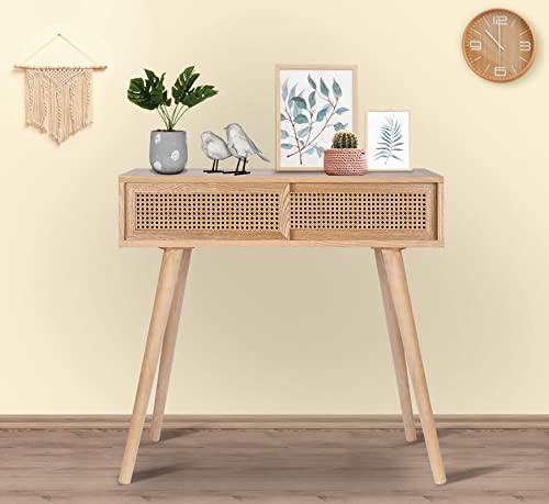 Console Table, 31" Console Tables For Entryway Small Entryway Table, Vanity Desk Rattan Dresser Side Table Entry Table Narrow Console Table Modern Hallway Table Boho Sofa Table For Living Room #TOP3