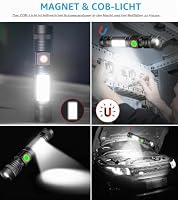 Karrong Taschenlampe LED Aufladbar mit Magnet COB Seitenlicht Zoombar, Extrem Hell 3000 Lumen USB Taschenlampen Batteriebetrieben Wasserdicht, 4 Modi für Outdoor Wandern Camping Notfall, braun – Ansicht 2