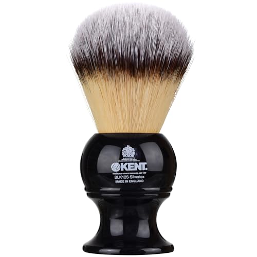 Kent Brushes Shaving Brush, Extra Large Synthetic Black Shaving Brush BLK12S, For All Beards, Suitable To Use With Shaving Soaps & Creams, Mens Extra Large Black Shaving Brush For Wet Shaving