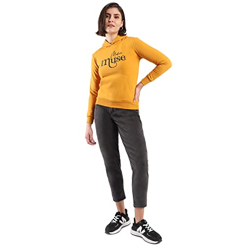Image of PINACOLADA Women's Cotton Solid Printed Sweatshirt with Hoodie, Regular Fit for Casual Wear Full Sleeve Sweatshirt Crafted with Comfort Fit and High-Performance for Everyday Wear